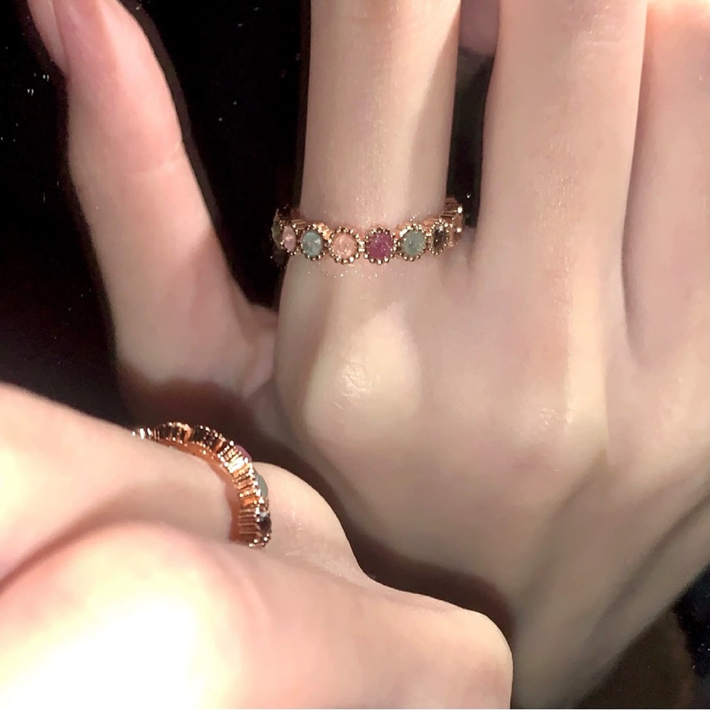 Elegant Multicolor Gemstone Women's Ring